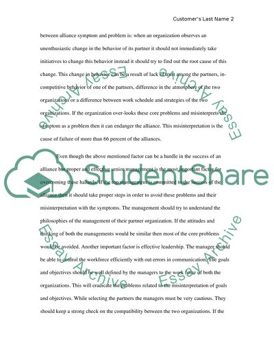The Concept of Alliance Problem and an Alliance Symptom