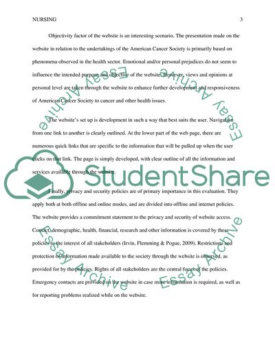 Website Evaulation of American Cancer Society