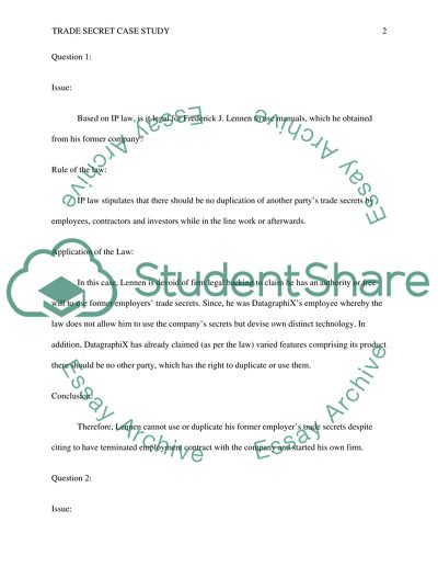 Trade Secret Case Study