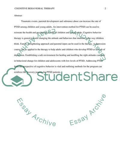 Cognitive Behavioral Therapy as an Intervention for PTSD