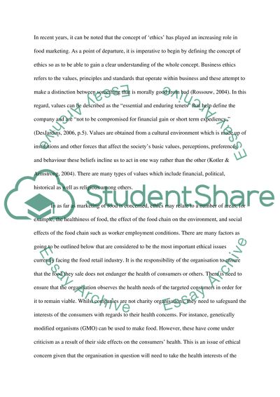 Food Marketing Ethics