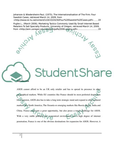 Expand online ASOS retailing into France Market