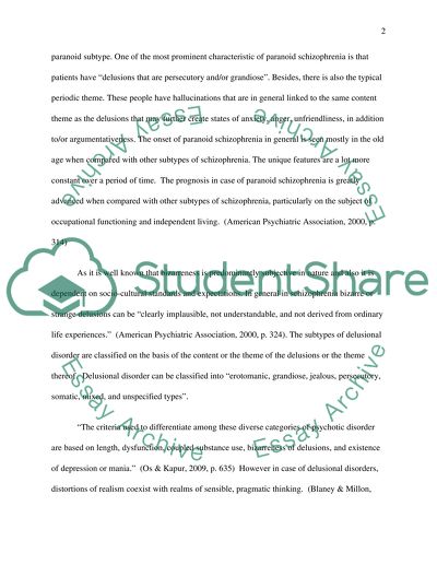 Comparing Psychotic Disorders