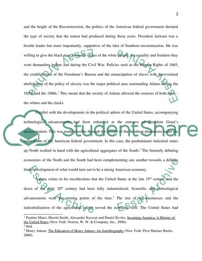 The Development of American Science and Technology in the Eyes of Henry Adams