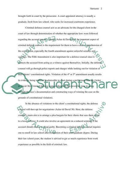 Criminal Law : Defense Counsel Perspective