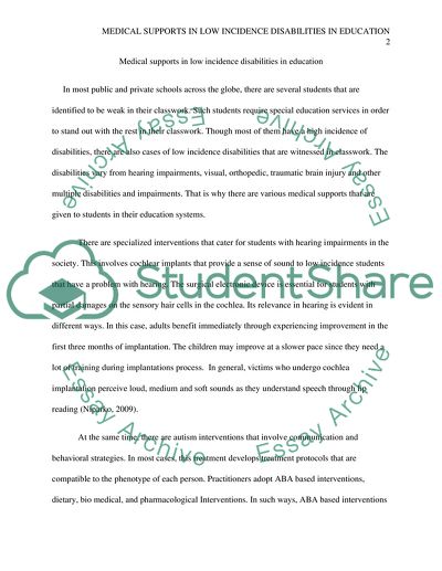 Low incidence disabilities in education and what medical supports are available