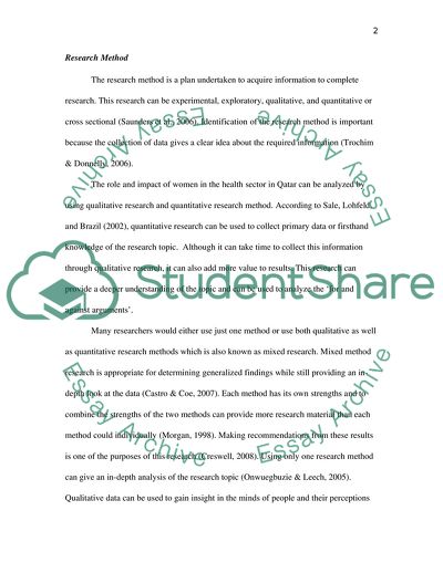 The Analysis of the Research Methods of the Servey about the Role of Women in Qatar Healthcare