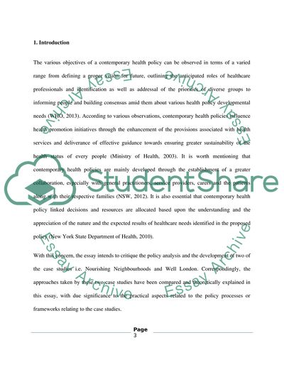 Health Policies and Health Promotion