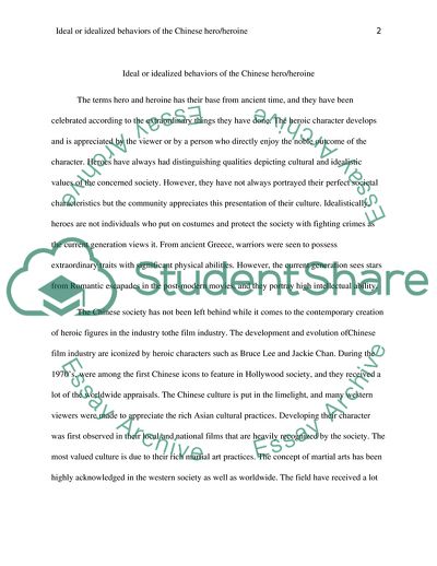 Ideal or Idealized Behaviors of the Chinese Hero or Heroine