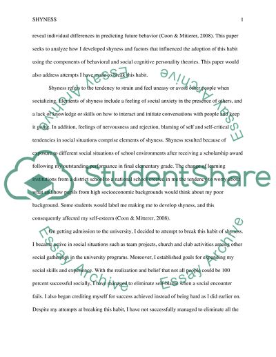 The Habit of Shyness