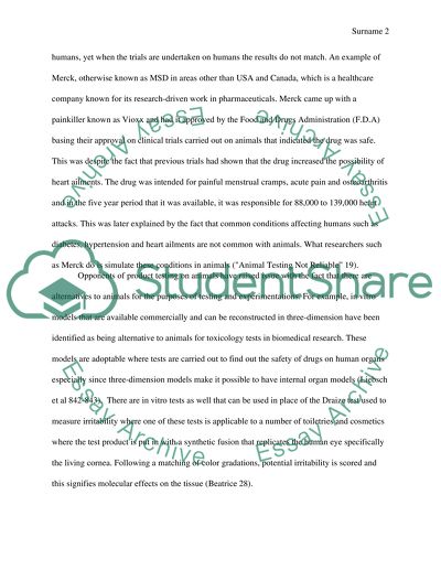 Animals for testing the safety of products