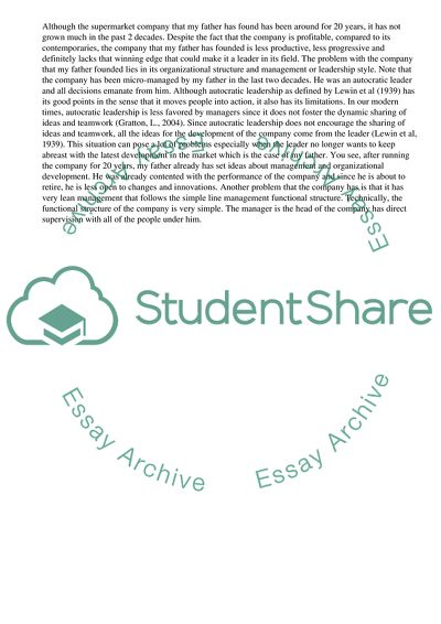 Possible Changes in Structure and Leadership Style of an Existing Company