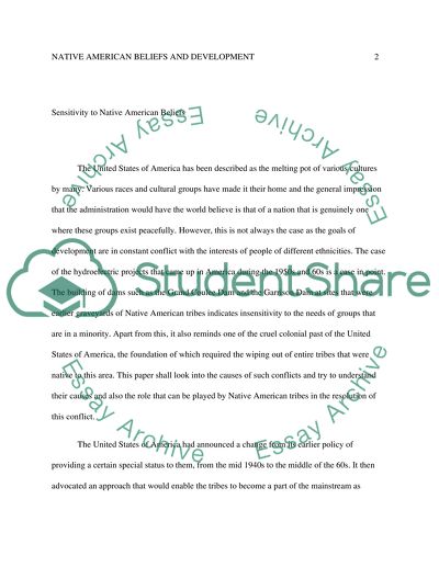 Native American Beliefs and Goals of Development