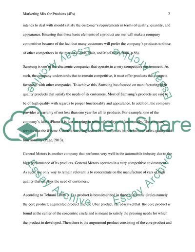 Marketing Mix for Products