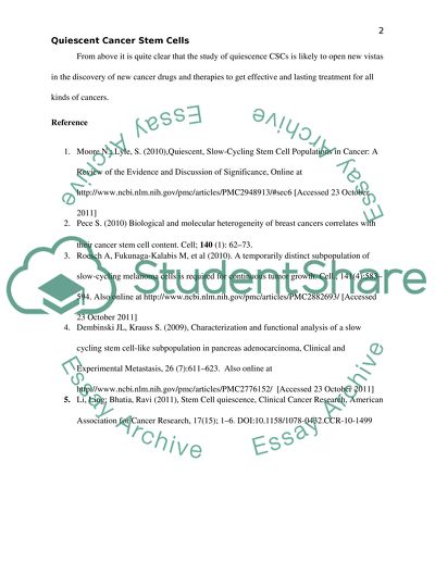 Studying Quiescent Cancer Stem Cells