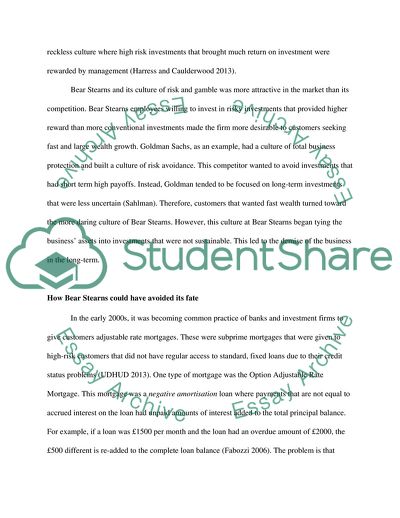 Bear Stearns and Its Culture of Risk