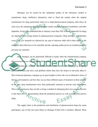 Drug Shortages affecting Patient-Care in the US and the FDAs Role in it