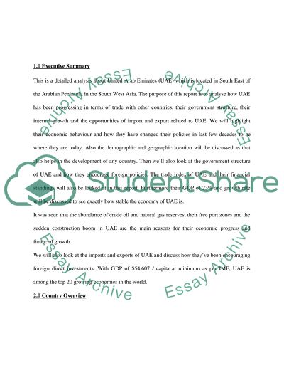 UAEs Government Structure, Internal Growth and the Opportunities of Import and Export
