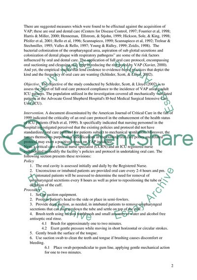 Coral Springs Medical Center Sage: Oral Care Protocol