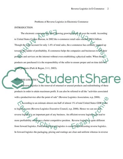 Problems of Reverse Logistics in Electronic Commerce