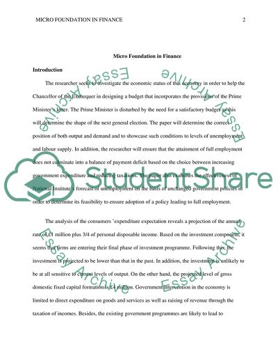 Micro Foundation in Finance