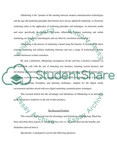 E-marketing: Advantages and Limitations