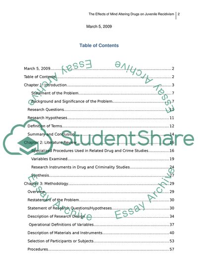 The Effects of Mind-Altering Drugs on Juvenile Recidivism