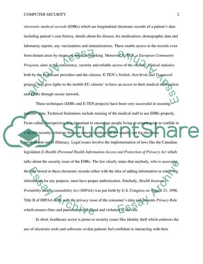 Computer Security Issues in the Health Industry