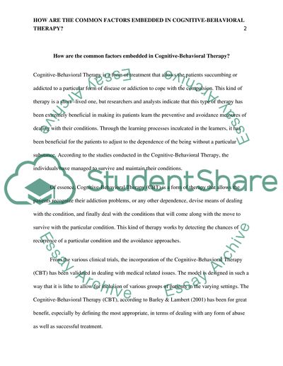 How are the Common Factors Embedded in Cognitive-Behavioral Therapy