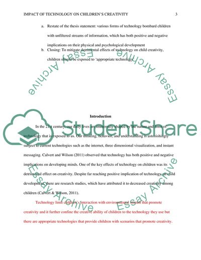 Effect of Technologies on Childrens Creativity