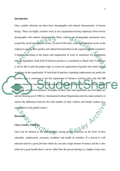 Impacts of Class, Gender or Ethnicity on Employment
