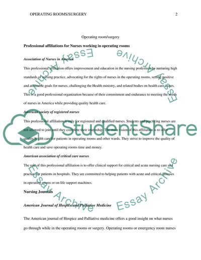 Professional Affiliations for Nurses Working in Operating Rooms