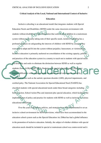 An essay on inclusive education