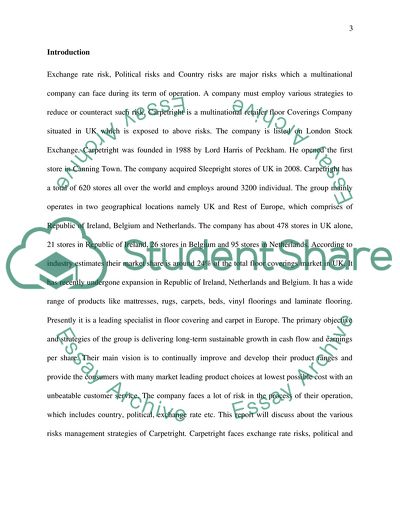 Global Running and Risk Management Analysis of Carpetright Plc