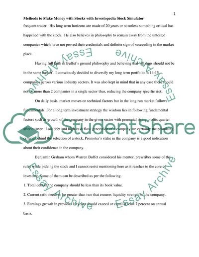 Methods to Make Money with Stocks with the Investopedia Stock Simulator