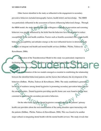 Analysis of Article about Integration of Oral Health Care and Mental Health Services by DeBate
