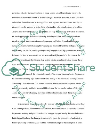 American Beauty and Existentialism