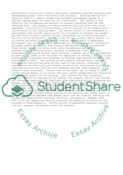 Preparing Facilitators: Learning and Cognitive Assessment in the Workplace