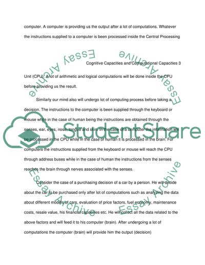 Cognitive vs Computational Capacities