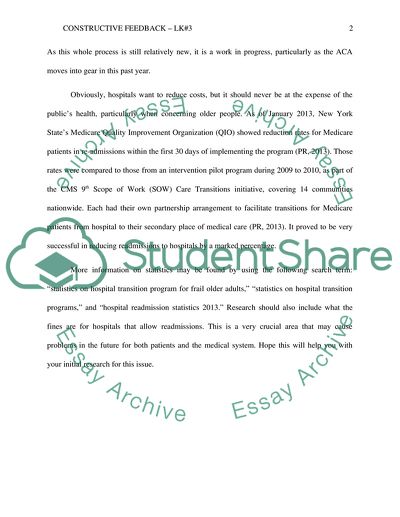 Providing Feedback to the Community-based Care Transitions Program