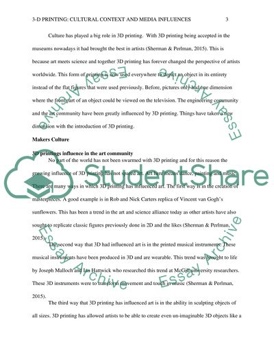 3-D Printing: Cultural Context and Media Influences