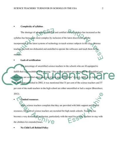 Science Teachers Turnover in Schools in the USA