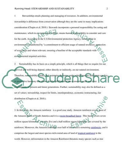 Stewardship and Sustainability