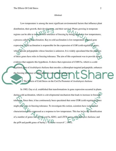Paper on Arabidopsis cold responses