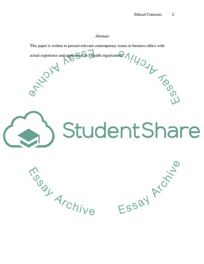 Ethical Concerns in Healthcare Management