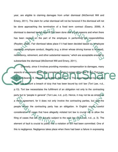 Legal Advice for Harry and Mrs.Tourniquet in Relation to the Accident that Led to Employment Dismissal