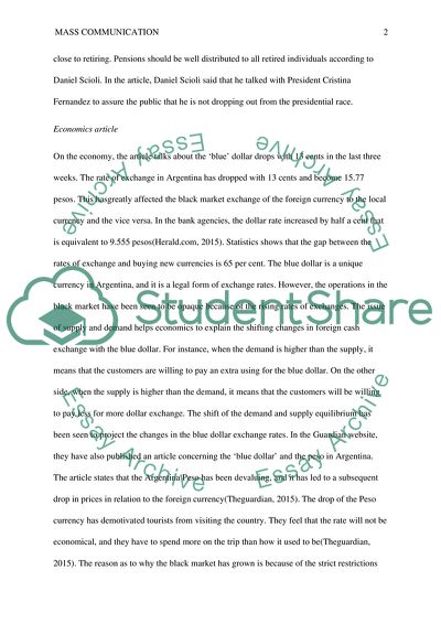 Media Papers/Blogs, Mass Communication