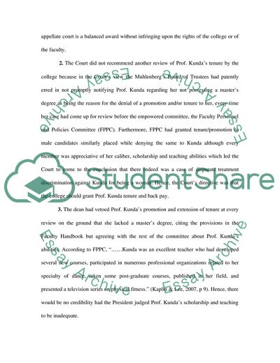 Analysis of Kunda v. Muhlenberg College Case