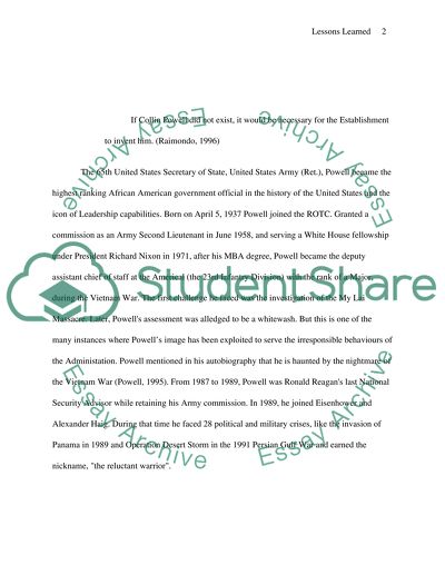 Lessons Learned Book Review on Colin Powell