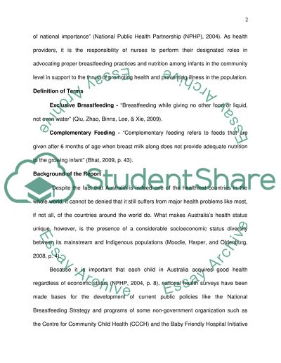 Australian Infants: Nutrition and Breastfeeding